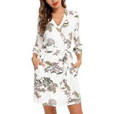 Samring Robe for Women Kimono Robes Soft Bamboo Sleepwear Short Knit Bathrobe Ladies Loungewear S-XXL