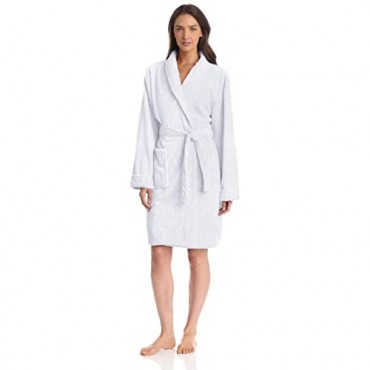 Seven Apparel Hotel Spa Collection Popcorn Jacquard Bath Robe One Size White