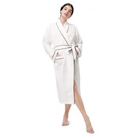 SIORO Waffle Robes for Women Long Cotton robes for Spa Knit Lightweight Shawl Bathrobe  Ladies Nightwear S-XL