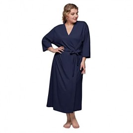 SIORO Womens Plus Size Robe Lightweight Cotton Kimono Bathrobe Short Soft Knit Loungewear  Long Spa Robes XL-3XL
