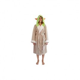 Star Wars: The Mandalorian Grogu The Child Hooded Bathrobe for Women | Baby Yoda-Themed Soft Plush Spa Robe for Shower | Lightweight Fleece Housecoat With Belted Tie | One Size Fits Most Adults