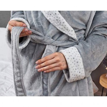 Triodream Premium Fleece Womens Robe - Peace Of Mind Ladies Double Layer Hooded Ultra Plush Bathrobe