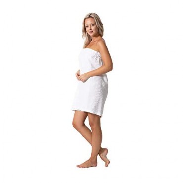 Turkish Linen Women’s Waffle Spa Body Wrap with Adjustable Closure