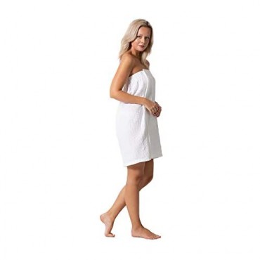 Turkish Linen Women’s Waffle Spa Body Wrap with Adjustable Closure