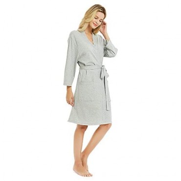 U2SKIIN Womens Cotton Robes Lightweight Robes for Women with 3/4 Sleeves Knit Bathrobe Soft Sleepwear Ladies Loungewear