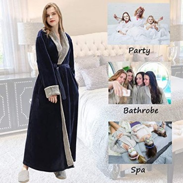 Women Long Robes Soft Fleece Winter Warm Housecoats Womens Bathrobe Sleepwear Pajamas