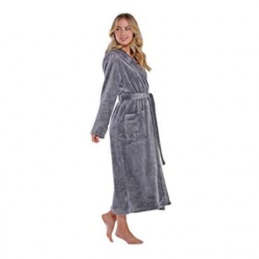 Women's Plush Soft Warm Fleece Bathrobe Comfy Womens Robe