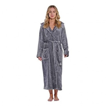 Women's Plush Soft Warm Fleece Bathrobe Comfy Womens Robe