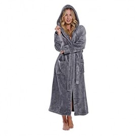 Women's Plush Soft Warm Fleece Bathrobe  Comfy Womens Robe