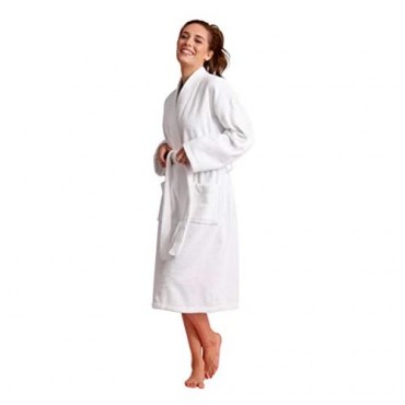 Women's Soft Absorbent Bath Robe Cotton Loop Terry Cloth Kimono Long Bathrobe