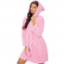 Womens Soft Cute Warm Long Fleece Plush Robe with Hood Animals Ears Bathrobe