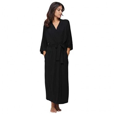 Women's Soft Robes Long Bath Robes Full Length Kimonos Sleepwear Dressing Gown Solid Color