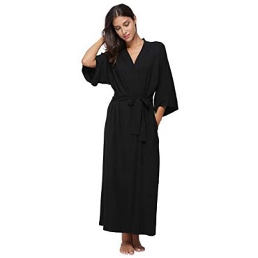 Women's Soft Robes Long Bath Robes Full Length Kimonos Sleepwear Dressing Gown Solid Color