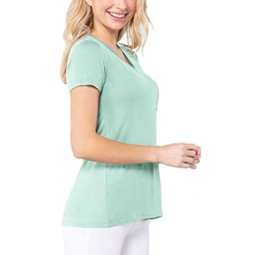 ClothingAve. Womens Ultra Soft V Neck Chest Pocket Tee Short Sleeve Staple Top T-Shirt | Stretch Base Layer