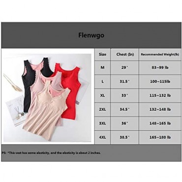 Flenwgo Women's V-Neck Fleece Lined Tank Top Thermal Underwear Built-in Bra Camisole Vest