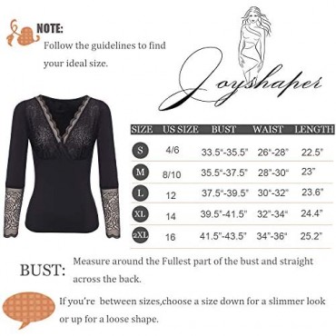 Joyshaper Women's Lace Thermal Tops Shirts Fleece Lined V Neck Base Layer Underwear for Winter
