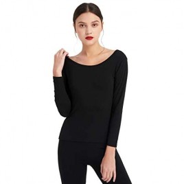 Mcilia Women's Cotton & Modal Scoop Neckline Base Layer Thin Thermal Long Sleeve Top