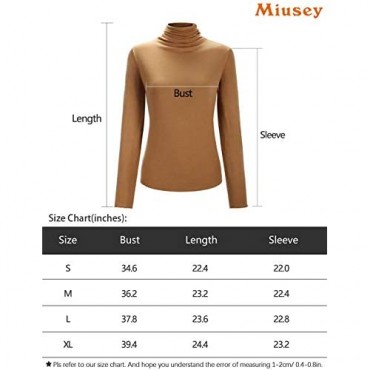 Miusey Women's Long Sleeve Stretchy Turtleneck Layer Tees Slim Fit Tops