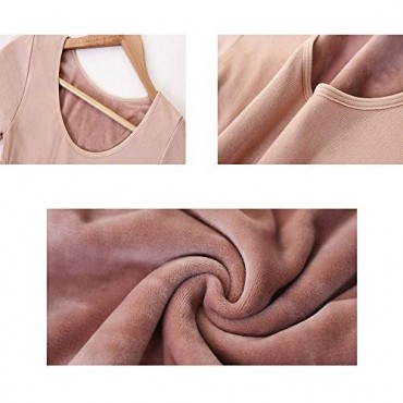 Women's Fleece Lined Thermal Underwear Crew Neck Long Sleeve Slim Warm Top Shirt