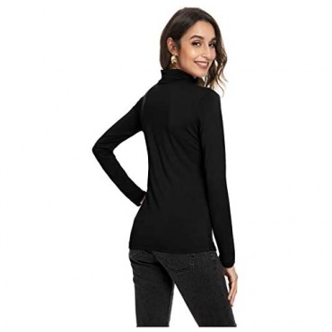 Xelky Womens Long Sleeve Turtleneck Shirt Lightweight Slim Turtle Neck Active Tops Basic Pullover Undershirt 2 Pack
