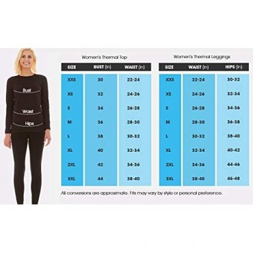 Bodtek Women’s Thermal Underwear Set Premium Long John Base Layer Fleece Lined Top and Bottom