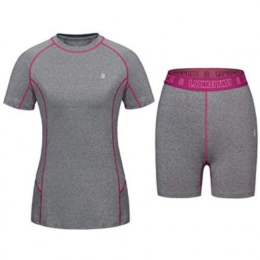 Little Donkey Andy Women's Short Underwear Set Quick Dry Moisture Wicking Active Base Layer Lightweight Pajama