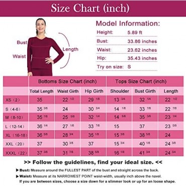 MANCYFIT Womens Thermal Underwear Long Johns Set with Fleece Lined Ultra Soft V Neck Red Medium
