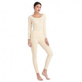 Mcilia Women's Ultra Soft Fleece Lined Thermal Underwear Set Long Sleeve Top & Pants