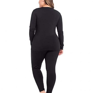 NUONITA Thermal Underwear for Women Long Johns Set Plus Size Fleece Lined Ultra Soft