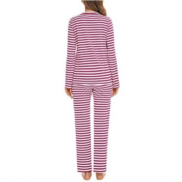 Women's Pajama Set Knit Ultra Soft Thermal Underwear Long Johns Set with T-Shirt and Pants