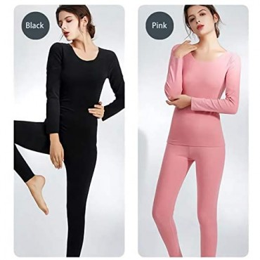 Women‘s Thermal Underwear Set Warm Pajamas Long Sleeve Top Pants Fit for Lady Youth