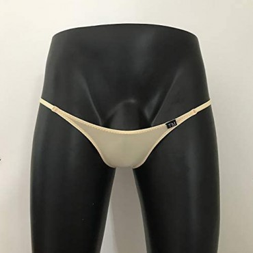 ADAHOP Men's Briefs Solid Color Ice Silk Underwear Half Back Coverage Bikinis Thongs
