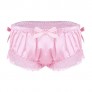 Aiihoo Men's Frilly Satin Ruffled Lace Bikini Briefs Cute Bowknot Bulge Pouch Panties Girly Crosdress Underwear