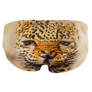 Hansber Mens 3D Wolf/Leopard Animal Printed Underwear Bulge Pouch Bikini Briefs Trunks Shorts Swimwear