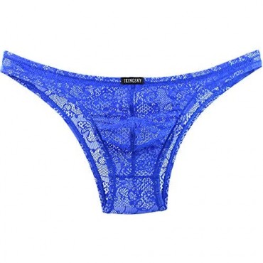 iKingsky Men's Sexy Brazilian Underwear Lace Pouch Bikini Under Panties Half Back Coverage Mens Underwear
