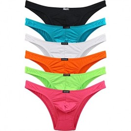iKingsky Men's Soft Low Rise Bikini Underwear Sexy Mid Coverage Back Briefs (Large 6 Pack)