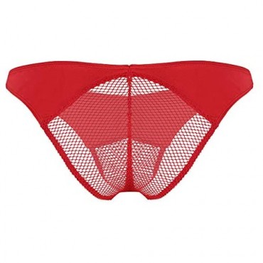 inlzdz Men's See Through Fishnet Low Rise Bugle Pouch Briefs Sissy Lingerie Bikini Underwear
