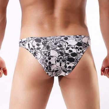 Swbreety Men's Mini Bikini Briefs Low Rise Sexy Skull Print Underwear Thongs