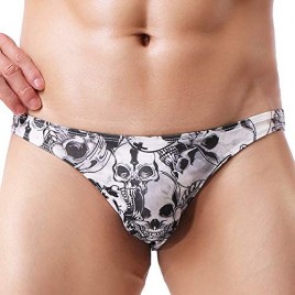 Swbreety Men's Mini Bikini Briefs Low Rise Sexy Skull Print Underwear Thongs