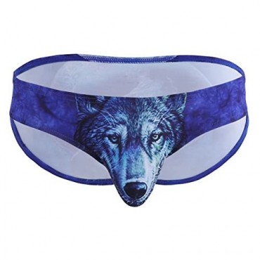YOOJIA Men's Funny 3D Wolf/Leopard Print Bulge Pouch Bikini Briefs Underwear Panties