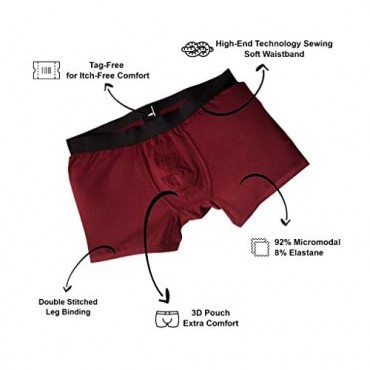 KAYAPO Men's Micromodal Breathable Ultrasoft Lightweight Comfortable Leg Binding Trunk Underwear Assorted Colors Multipack