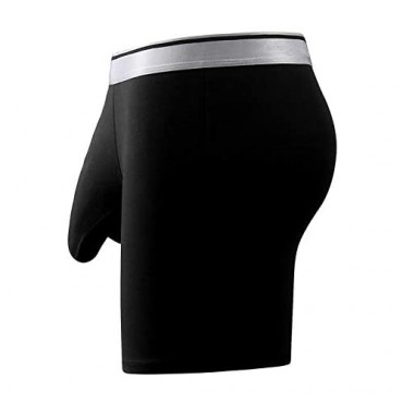 Mongous Men's Underwear Soft Solid Color Elephant Nose Mesh Boxer Briefs Stretch Large Size U Convex
