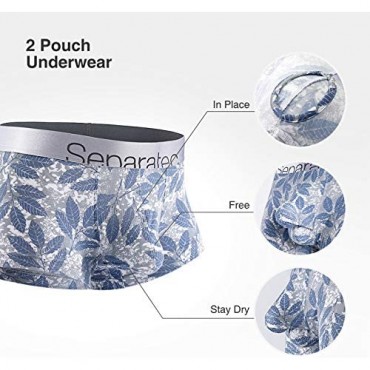 Separatec Men's Underwear Comfy soft Cotton Modal Blend Dual Pouch Trunks 2-3 Pack