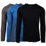 AMERICAN ACTIVE Men's 3 Pack 100% Cotton Fleece Lined Base Layer Long Sleeve Thermal Crew Neck Shirt