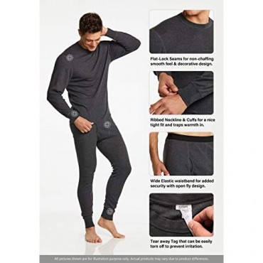 CQR Men's Thermal Underwear Set Midweight Waffle Knit Thermal Top and Bottom Winter Cold Weather Long Johns with Fly