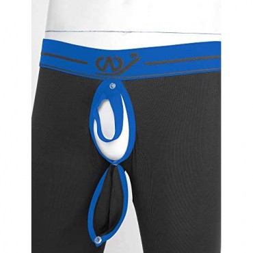 Doomiva Men's Thermal Underwear Pants Bulge Pouch Open Butt Long Johns Leggings Base Layer Bottoms