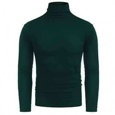 DOSWODE Men Turtleneck Shirts Casual Slim Fit Basic Tops Thermal Pullover Tops