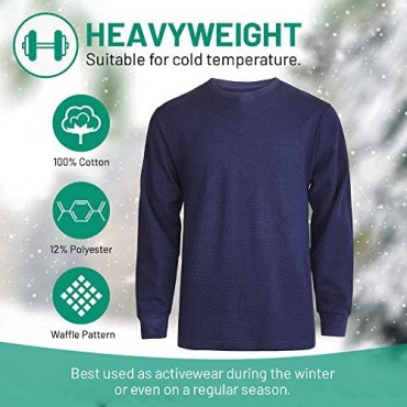 JMR Men's Heavy Weight Thermal Shirt Long Sleeve Top Underwear Colors & Sizes (Large Navy)