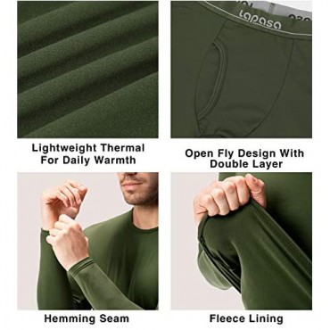 LAPASA Thermal Underwear for Men Long John Set Fleece Lined Base Layer Top and Bottom M11