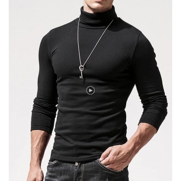 LecGee Men's Slim Fit Basic Thermal Turtleneck T Shirt Long Sleeve Casual Pullover Shirts